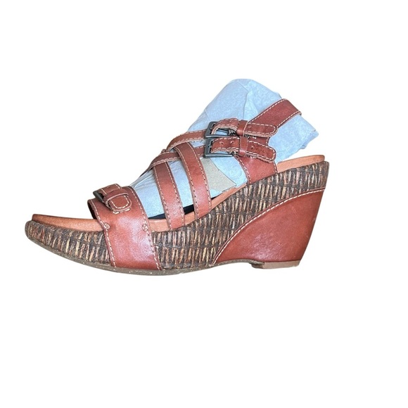 Naya Naturalizer Maize Chestnut Brown Leather Wedge Sandals Strappy Platform 6.5 - Picture 7 of 9